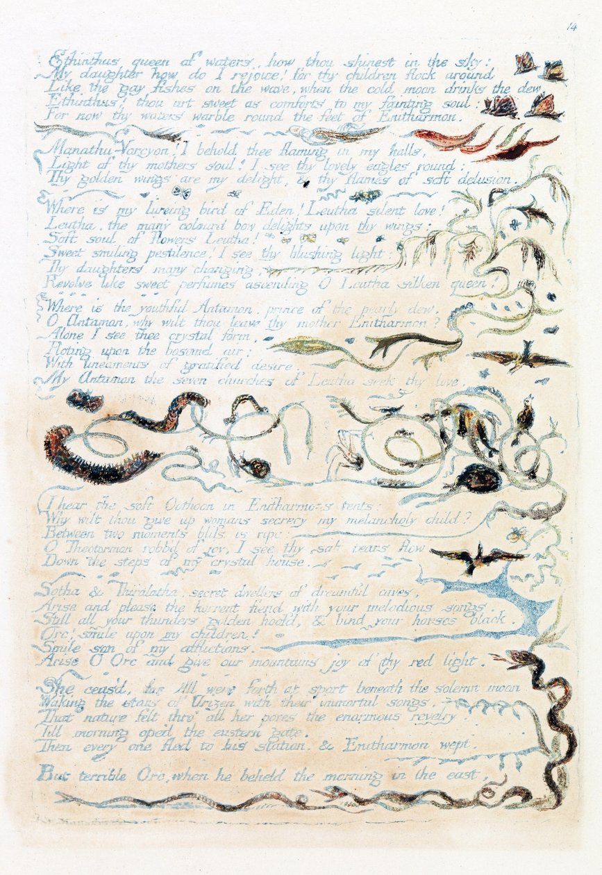 来自&39;欧洲：一个预言&39;的插图，兰贝斯，1794年（墨水和纸上的wc） 作者 威廉·布雷克