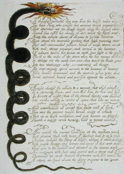 在想法扰乱......，来自欧洲的11号板块。预言，1794年（在纸上用蜡和油擦拭） 作者 威廉·布雷克