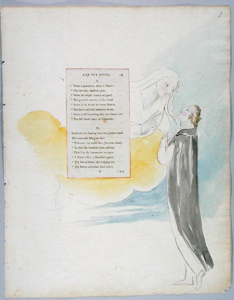音乐颂，设计99来自托马斯·格雷的诗，1797-98（纸上有钢笔和墨水） 作者 威廉·布雷克