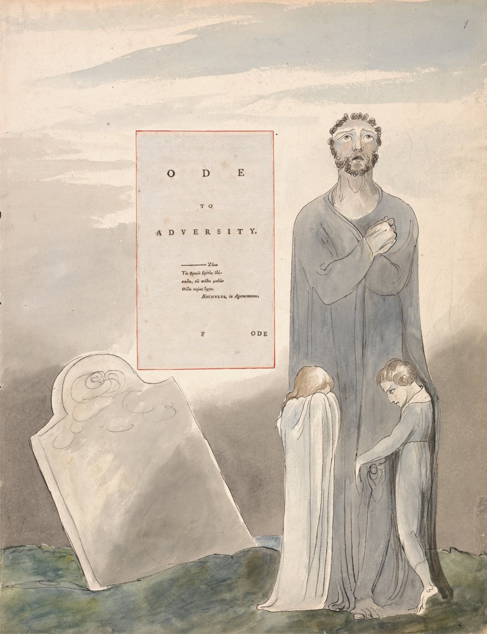 逆境颂歌，设计35来自托马斯·格雷的诗，1797-98（纸上用钢笔和黑色墨水写成） 作者 威廉·布雷克
