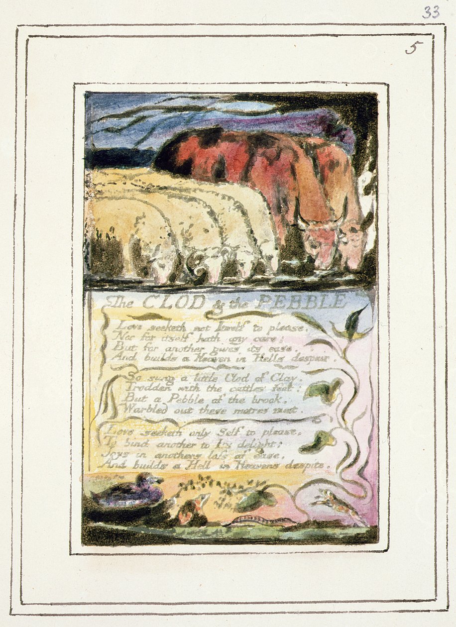 P.124-1950.pt33 The Clod and the Pebble：来自纯真之歌和经验之作的第33页（复制R）c.1802-08（蚀刻，墨水和wc） 作者 威廉·布雷克
