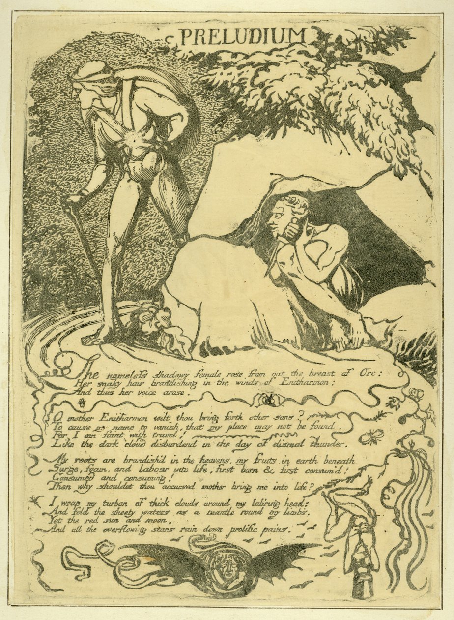 &39;Preludium&39;，来自欧洲的第3盘。预言&39;，1823年（石版画） 作者 威廉·布雷克