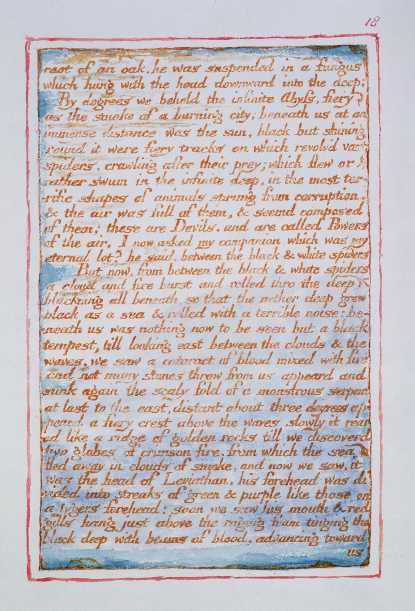 橡树的根，他被悬挂在一种真菌......，来自天堂与地狱的婚礼，1790-3号（用笔和wc完成的浮雕蚀刻） 作者 威廉·布雷克