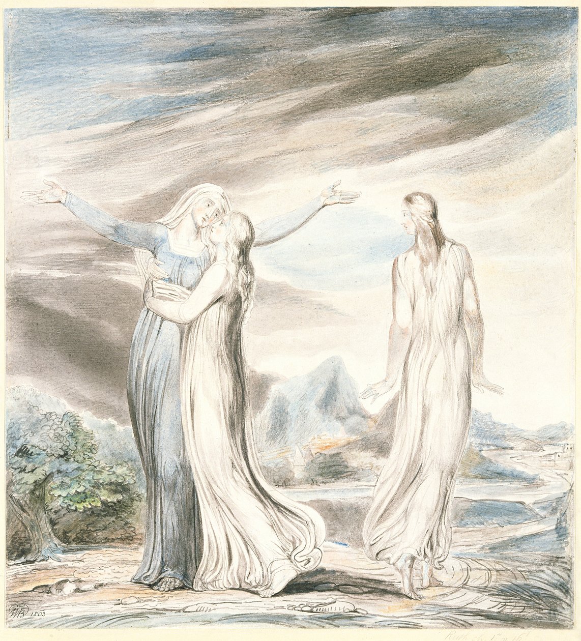 露丝是法律中的孝顺女儿，1803年（铅笔和纸上写的） 作者 威廉·布雷克