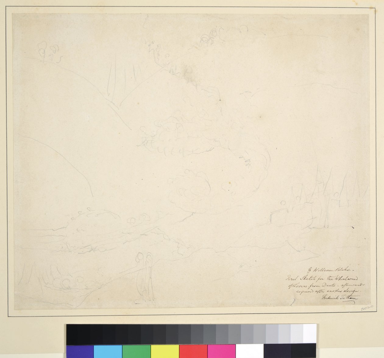 “穿越冥河的天使”的剪影，c.1824-27（石墨在纸上） 作者 威廉·布雷克
