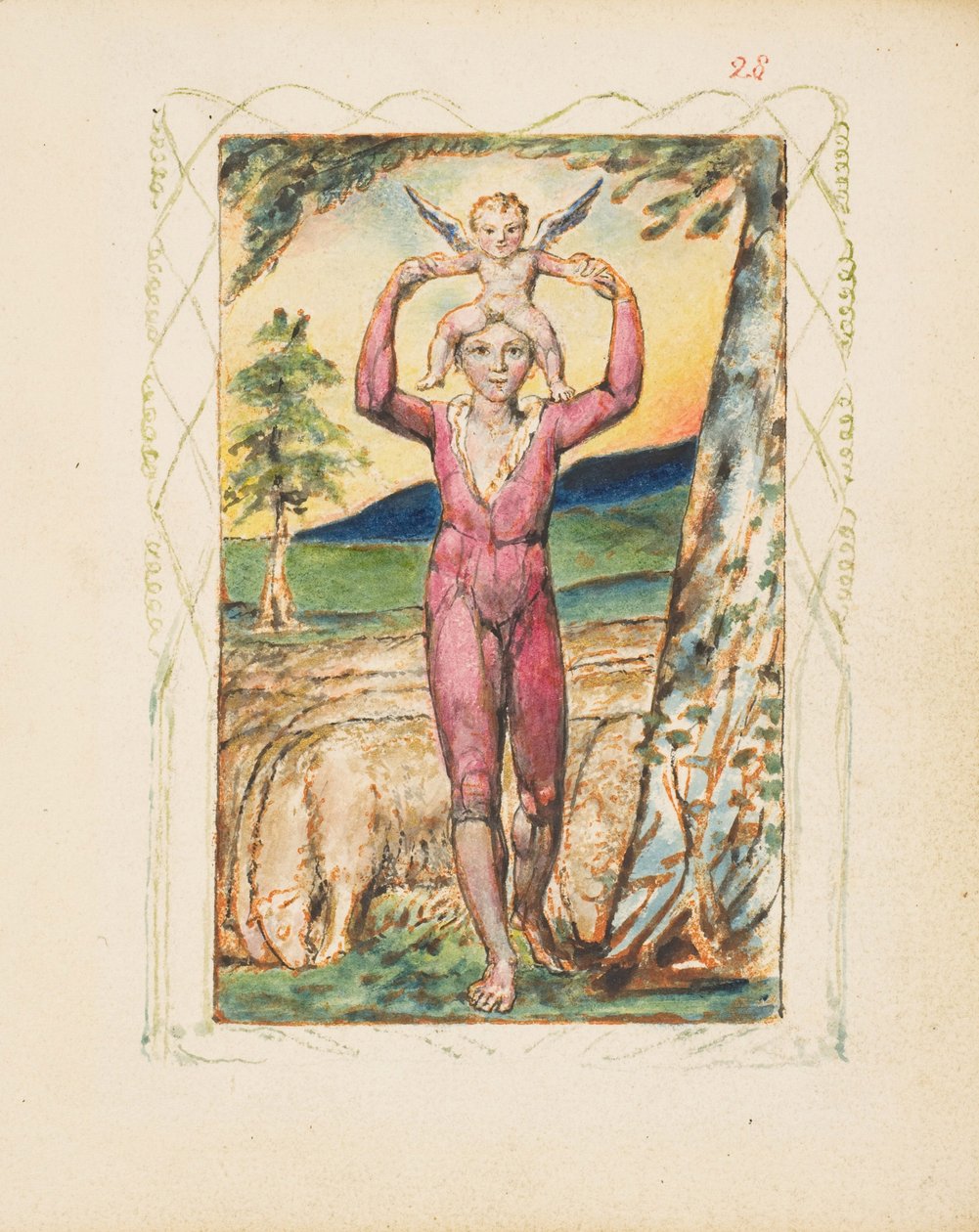 经验之歌：Frontispiece，c.1825 作者 威廉·布雷克