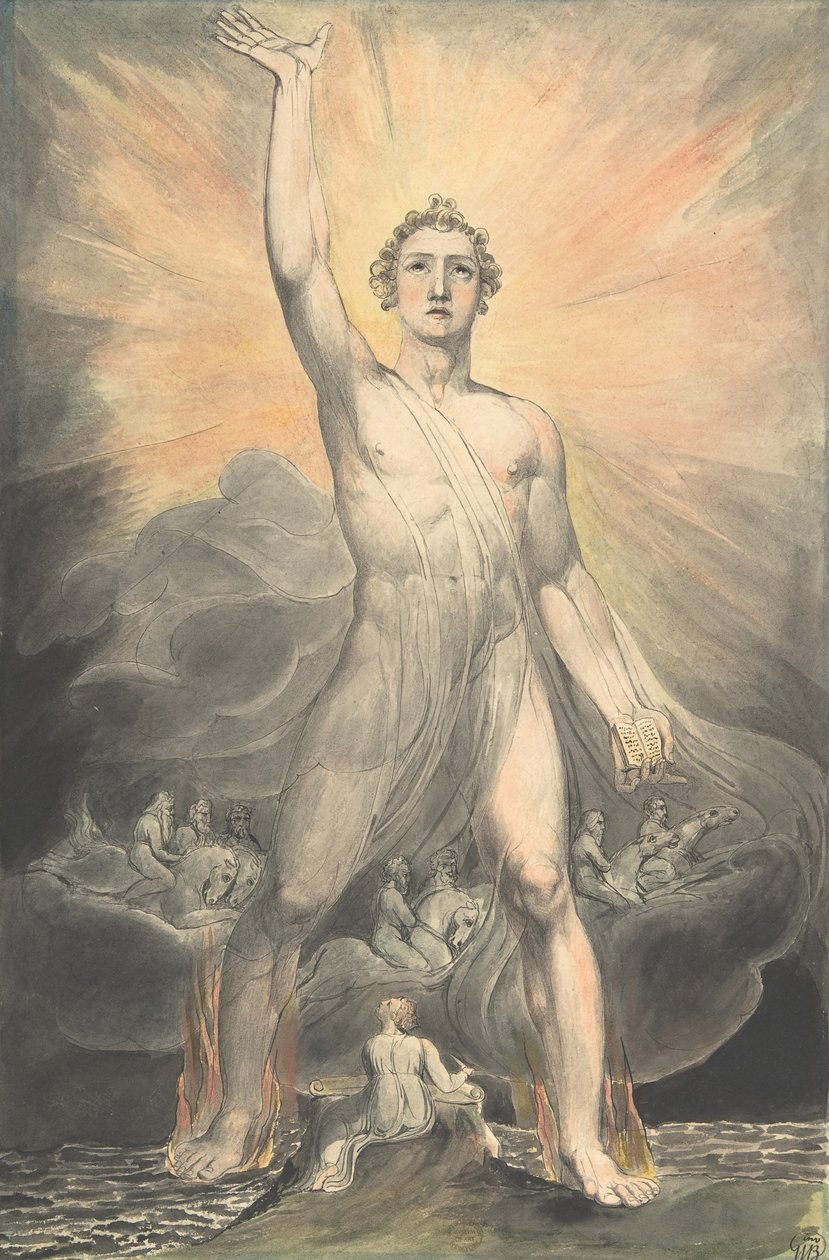 启示录的天使，c.1805（wc，pen und ink over graphite） 作者 威廉·布雷克