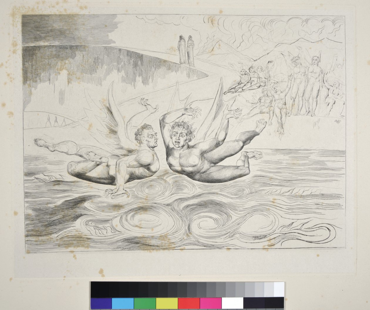 腐败官员的圈子：魔鬼互相诅咒，Canto XXII，Dante Alighieri的“神曲”的插图，c.1827-38 作者 威廉·布雷克
