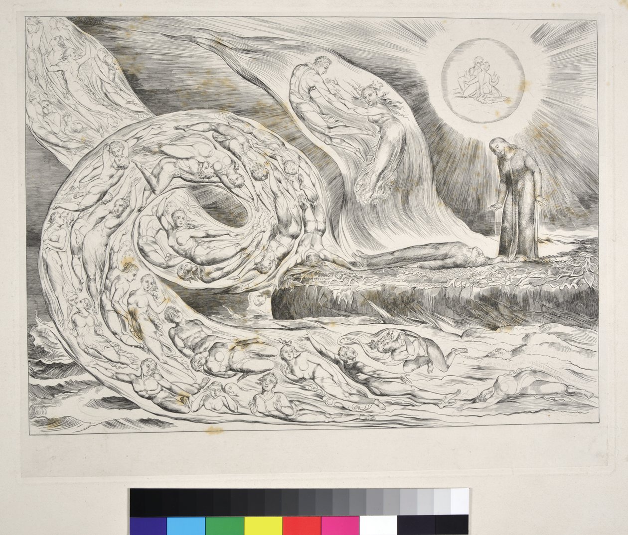 The Lustful：Paolo和Francesca Inferno V，Dante Alighieri的“神曲”的插图，c.1827-38 作者 威廉·布雷克