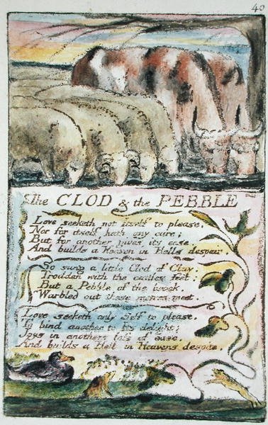 The Clod＆the Pebble，40张板（Bentley 32），来自纯真之歌和体验（Bentley Copy L）1789-94（用笔和wc进行浮雕蚀刻） 作者 威廉·布雷克