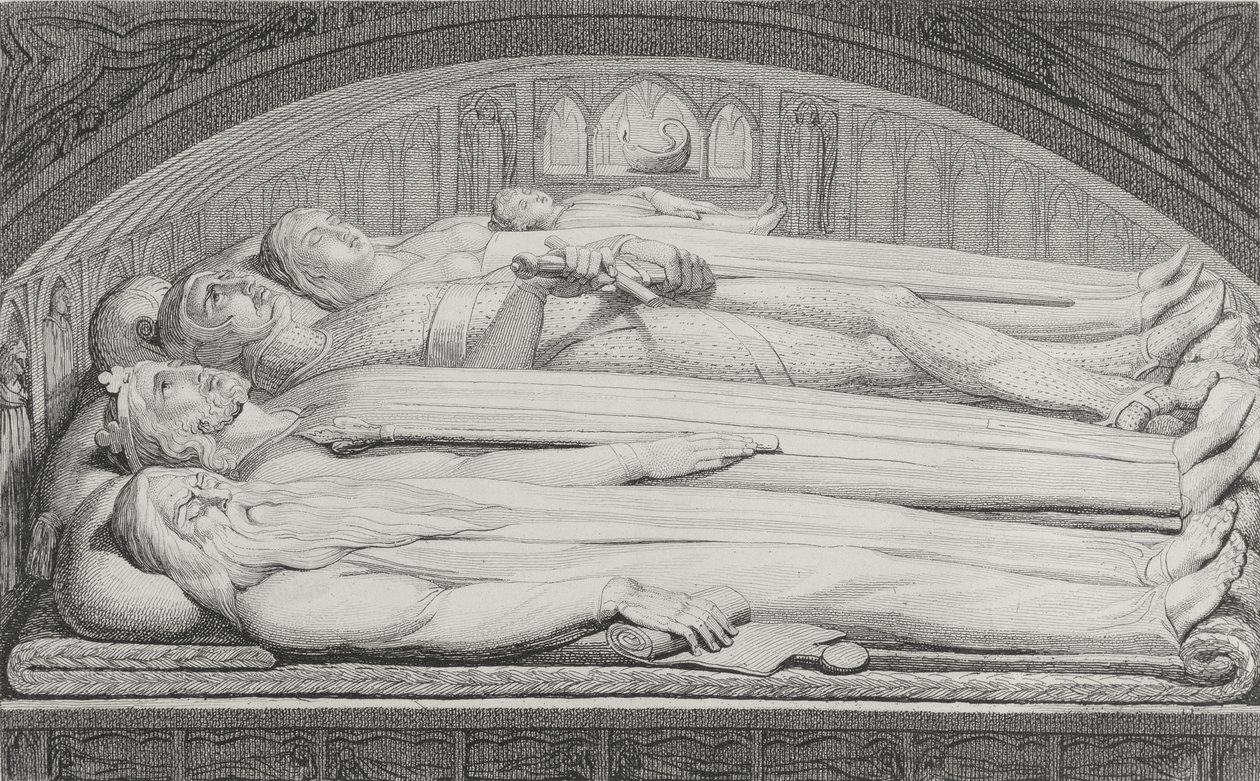 坟墓中的国王，Councellor，战士，母亲和儿童，William Blake（1757-1827）的“The Grave，A Poem”中的插图，由Luigi Schiavonetti（1765-1810）刻，1808年 作者 威廉·布雷克