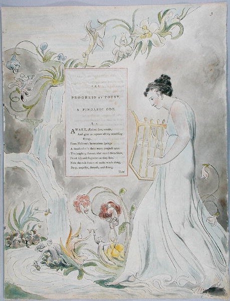 诗歌的进步，设计43来自托马斯·格雷的诗，1797-98（纸上用钢笔和黑色墨水写的） 作者 威廉·布雷克