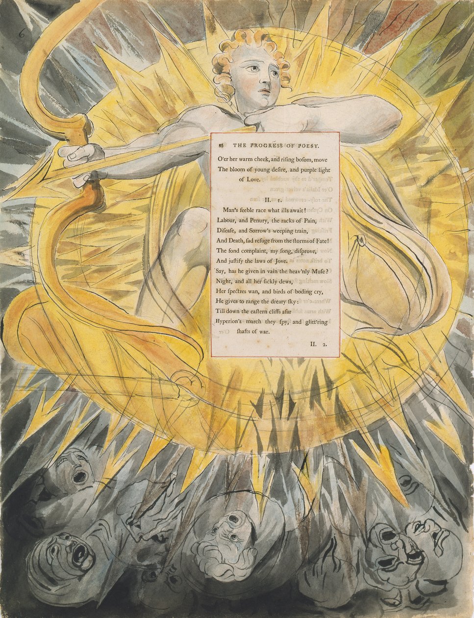 诗歌的进步，来自“托马斯格雷的诗”，出版于1797  -  98年（纸上有黑色墨水） 作者 威廉·布雷克