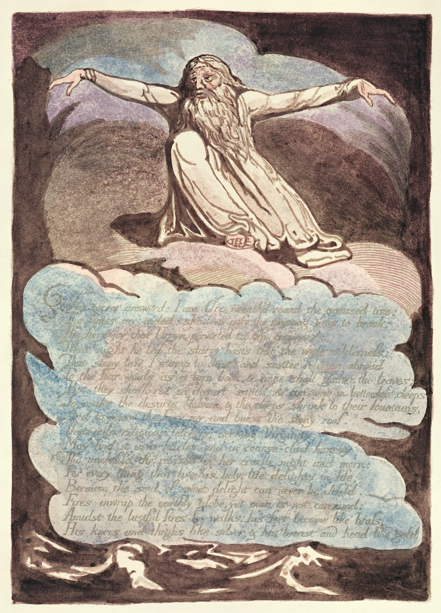 恐怖回答，来自美国的第8块，预言，1793年（救济蚀刻和纸上的wc） 作者 威廉·布雷克