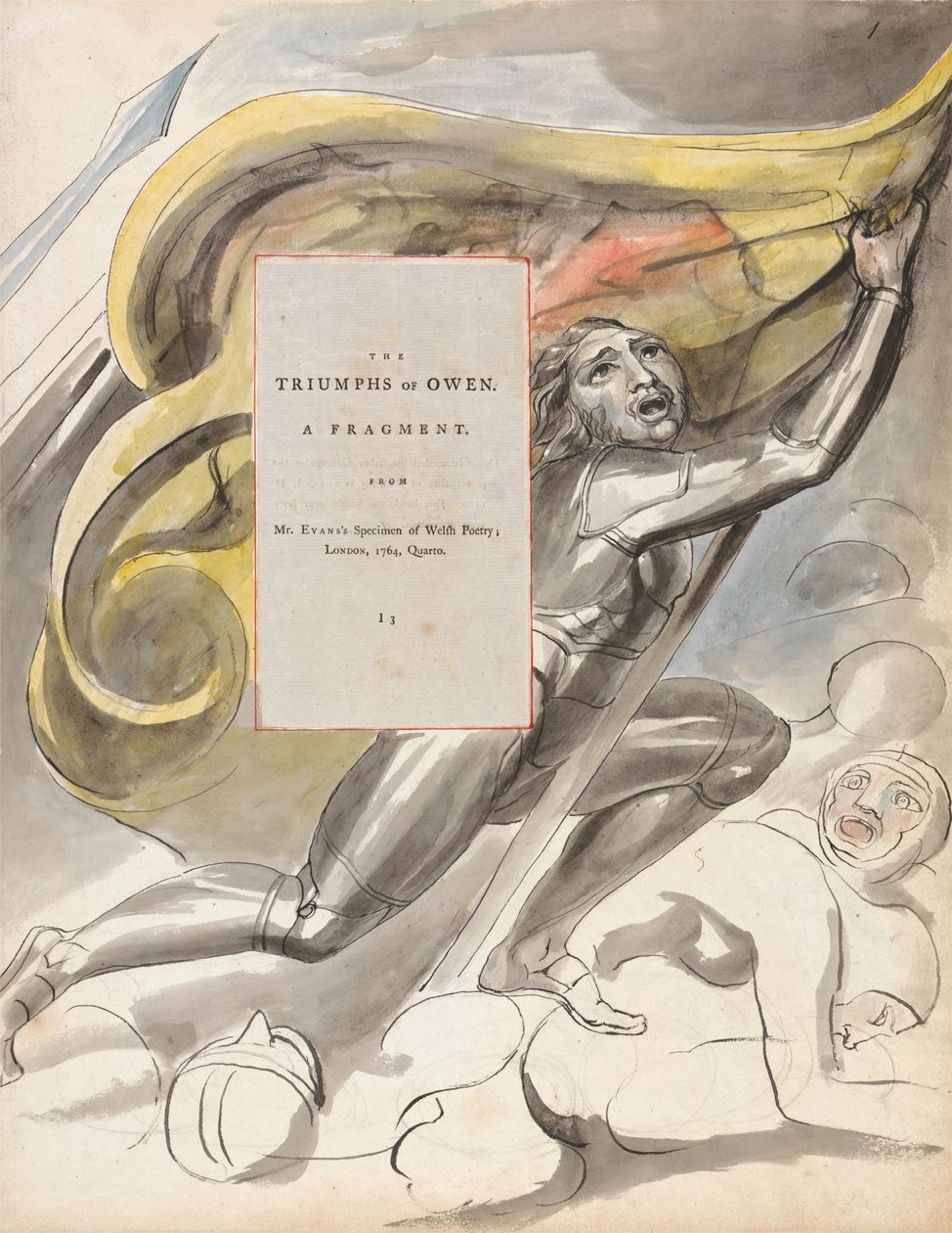 欧文的胜利，设计87来自托马斯·格雷的诗，1797-98（纸上有钢笔墨水） 作者 威廉·布雷克