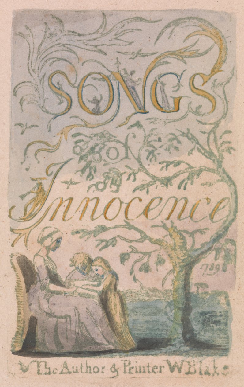 标题页，来自Songs of Innocence的板2，1789年（在纸上用wc进行浮雕蚀刻） 作者 威廉·布雷克