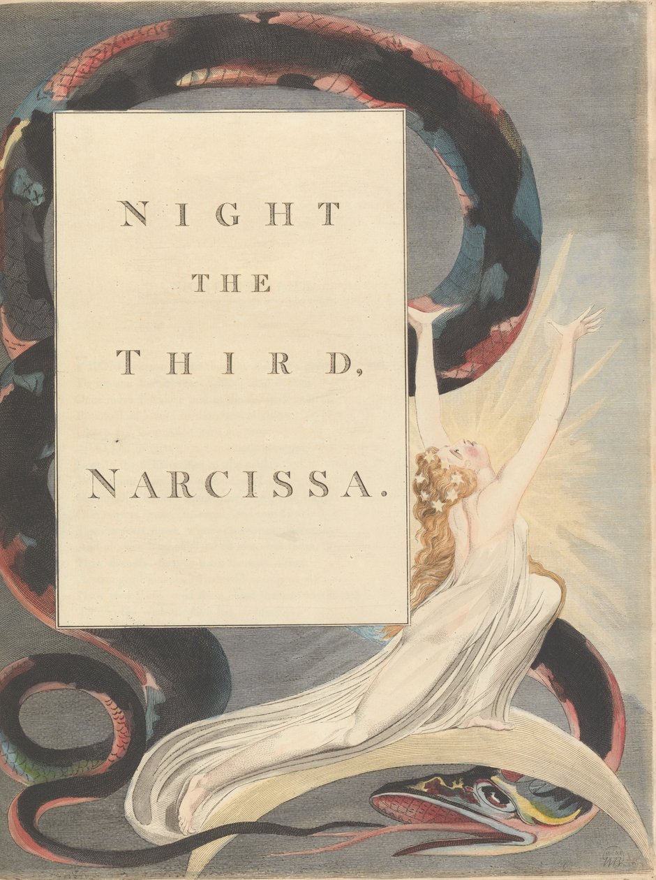 Youngs Night Thought，Page 43，Night the Third，Narcissa。 作者 威廉·布雷克