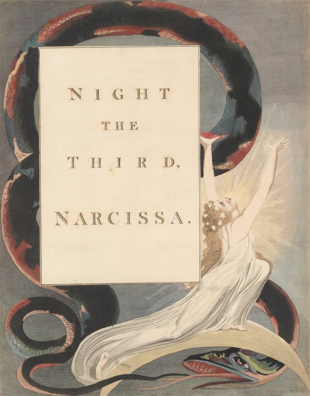 Youngs Night Thoughts，Page 43，Night the Third，Narcissa。 作者 威廉·布雷克