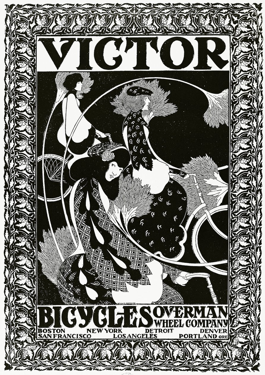 海报广告Victor Bicycles，1895 作者 威廉布拉德利