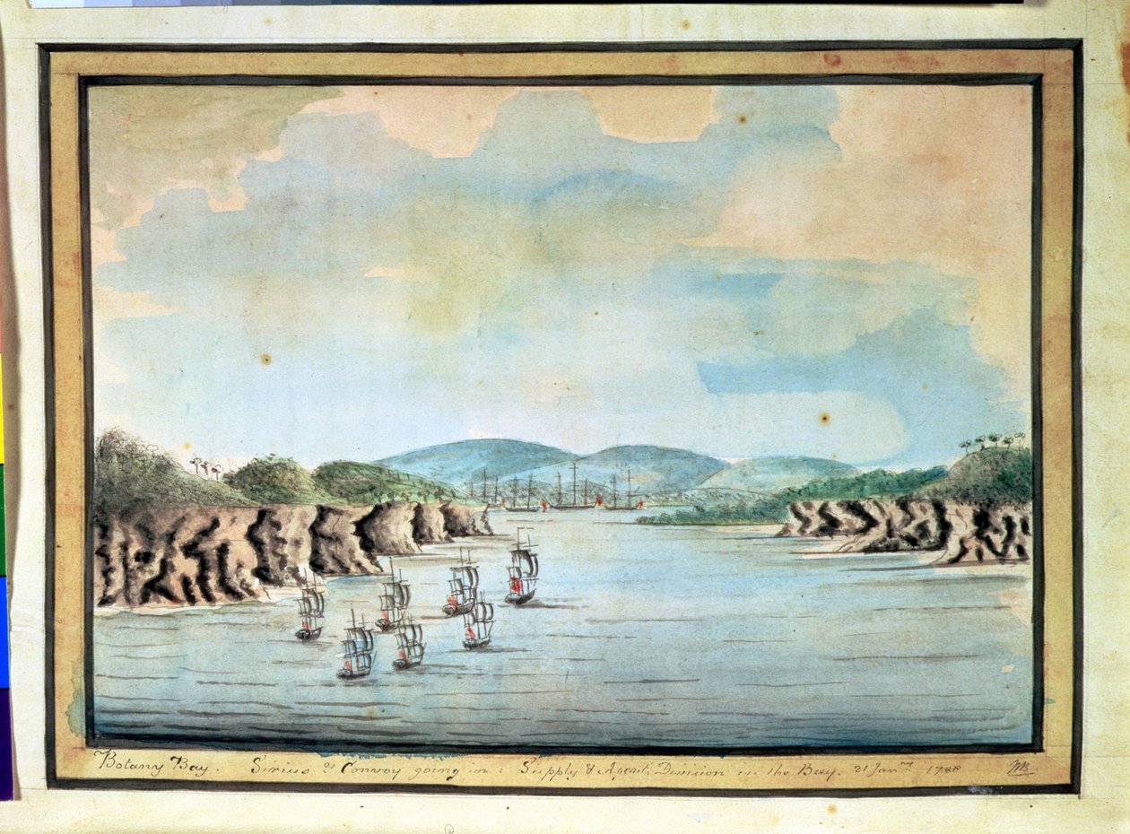 “Sirius”和车队，供应和代理部门于1788年进入Botany Bay 作者 威廉布拉德利