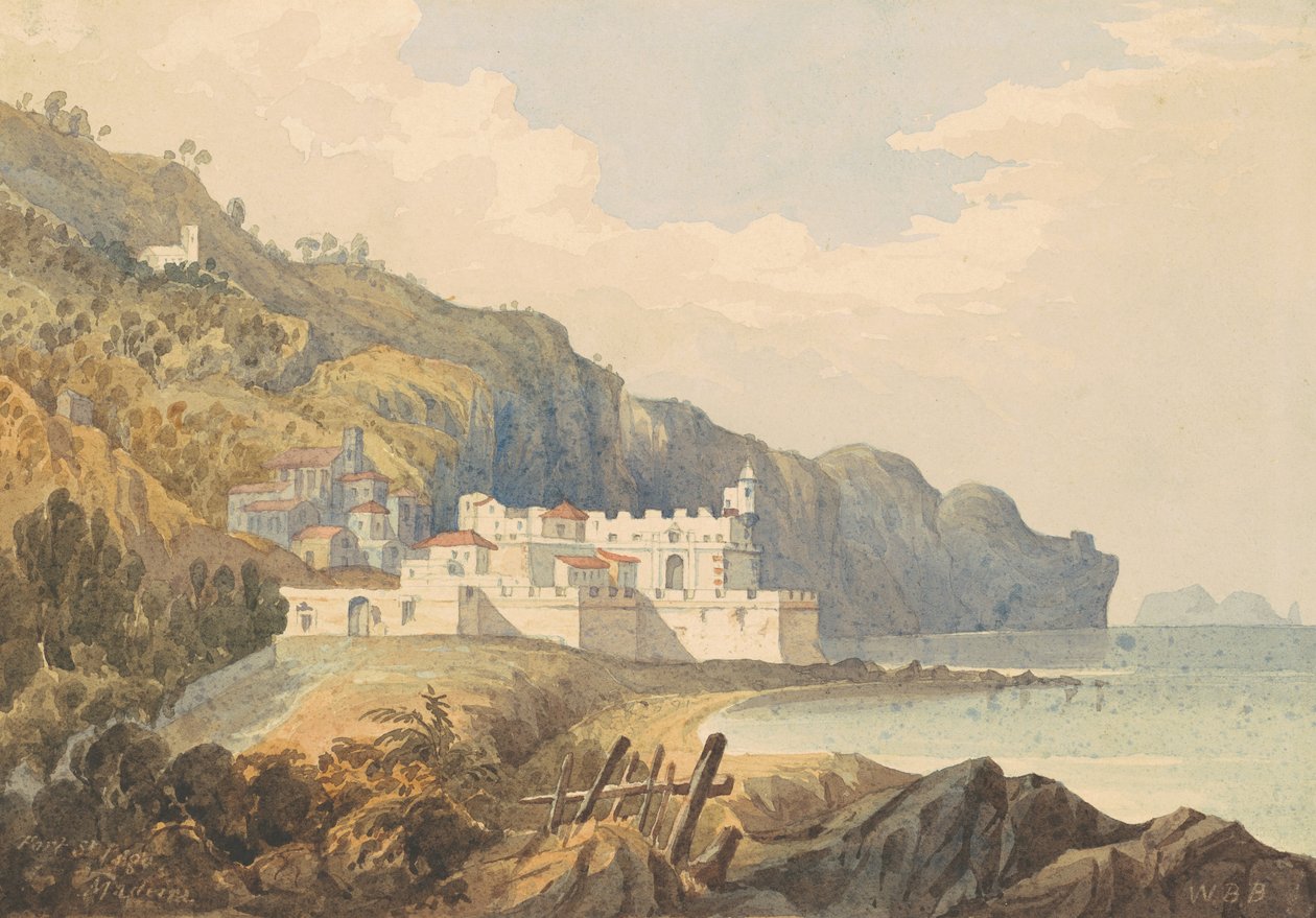 Fort St. Iago，Madeira，c.1850 作者 威廉·布伦顿·博格斯