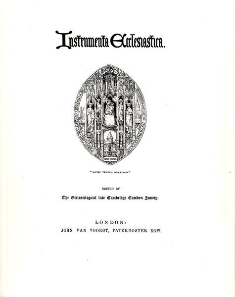 Instrumenta Ecclesiastica的标题页，系列一，出版于1847年 作者 威廉·巴特菲尔德