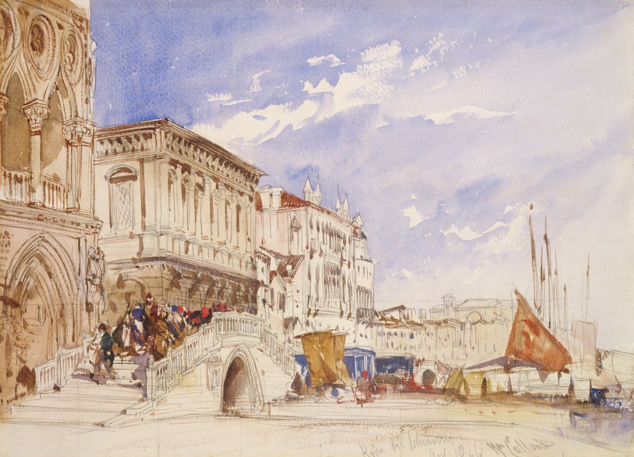Riva degli Schiavoni，威尼斯，1846年 作者 威廉·卡洛