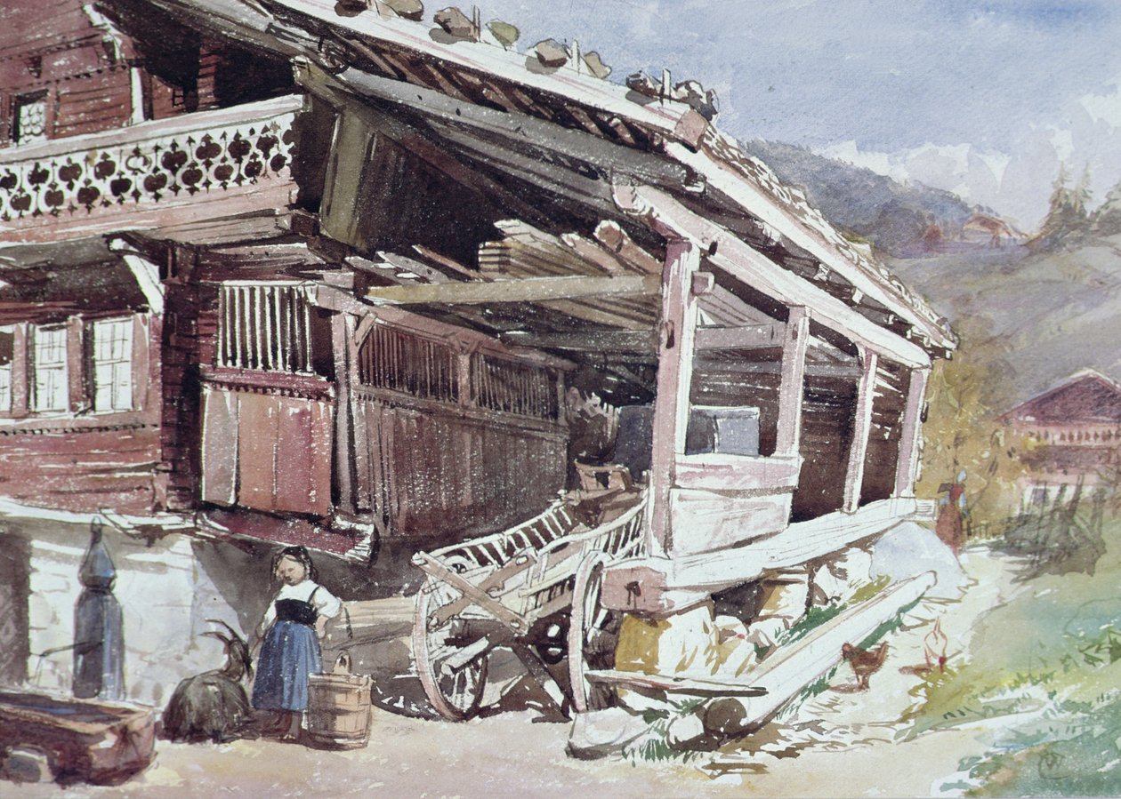 伯尔尼高地的小木屋和农场 作者 威廉·科林伍德