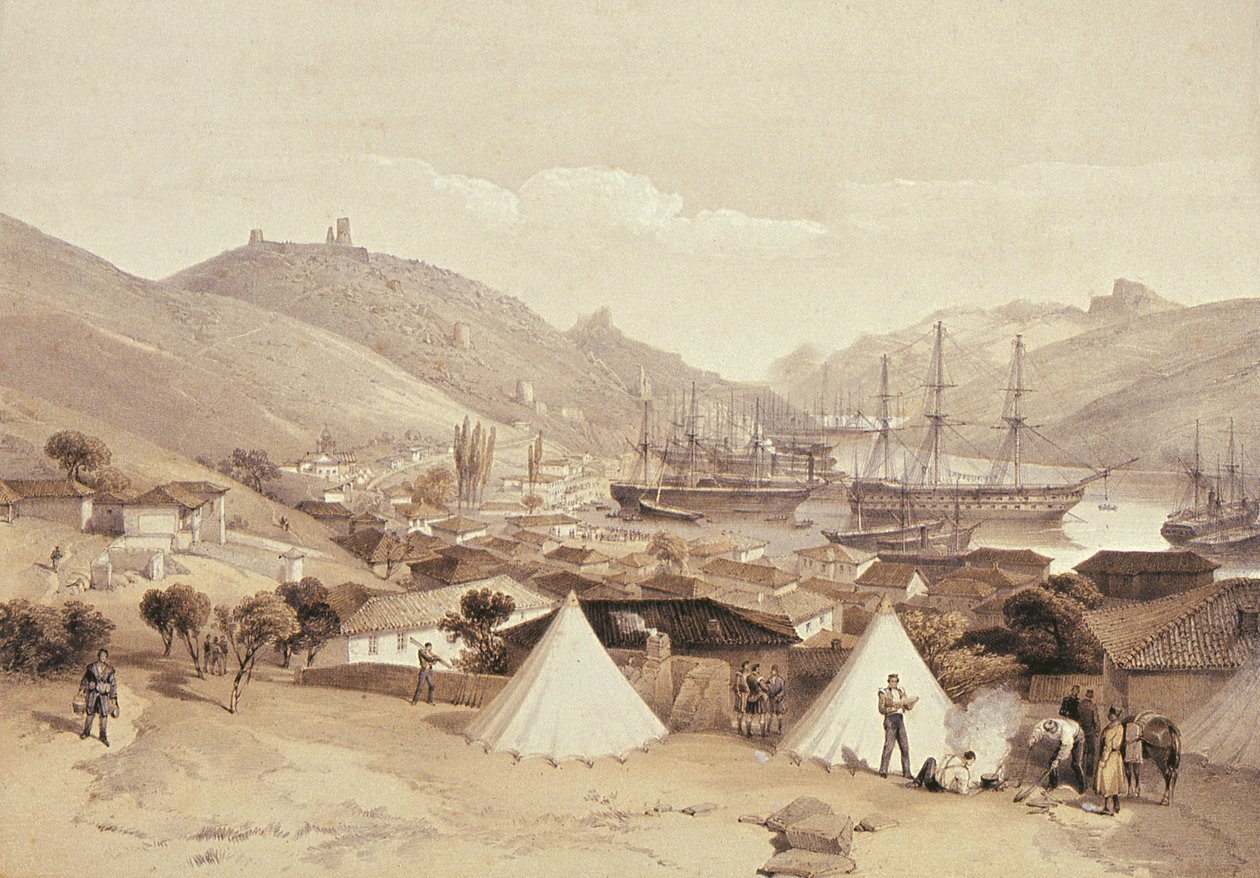 巴拉克拉瓦望着大海，1855年 作者 威廉·克里米亚·辛普森