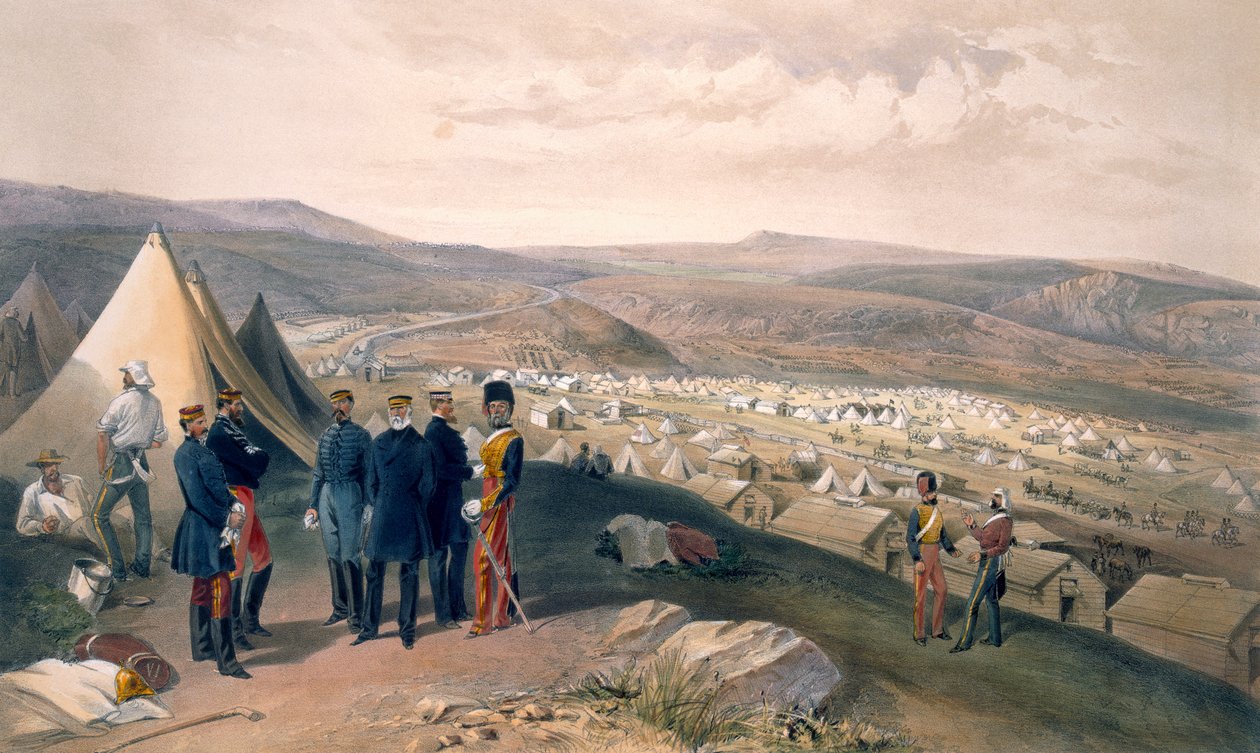 骑兵营，来自“东方战争的座位”，酒吧。作者：Paul und Dominic Colnaghi und Co.，1856 作者 威廉·克里米亚·辛普森