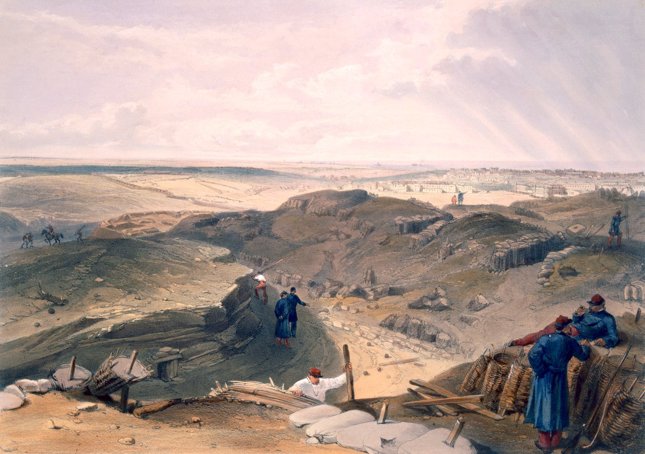 马拉科夫的沟渠，来自“东方战争的座位”，酒吧。作者：Paul und Dominic Colnaghi und Co.，1856 作者 威廉·克里米亚·辛普森