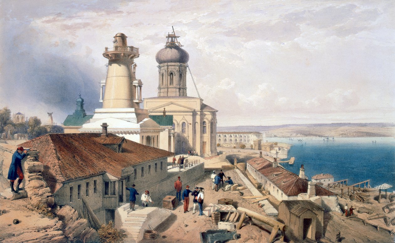 海军部，塞瓦斯托波尔，来自“东方战争的座位”，酒吧。作者：Paul und Dominic Colnaghi und Co.，1856 作者 威廉·克里米亚·辛普森