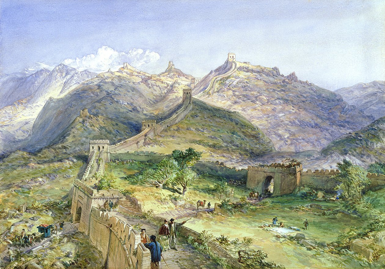 中国的长城，1874年（wc＆铅笔在纸上） 作者 威廉·克里米亚·辛普森