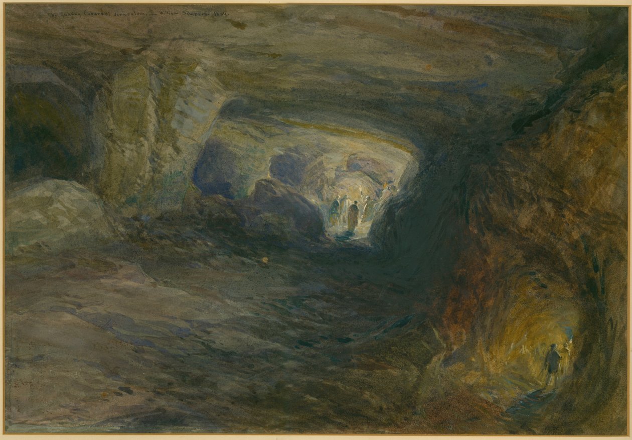 1869年，耶路撒冷的Quarry Caverns（纸上铅笔） 作者 威廉·克里米亚·辛普森