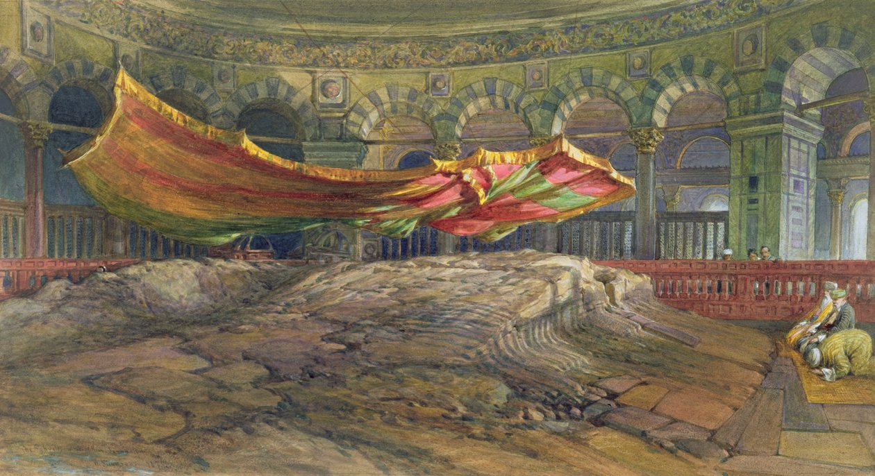 Sakrah或Sacred Rock，耶路撒冷，1876（wc） 作者 威廉·克里米亚·辛普森