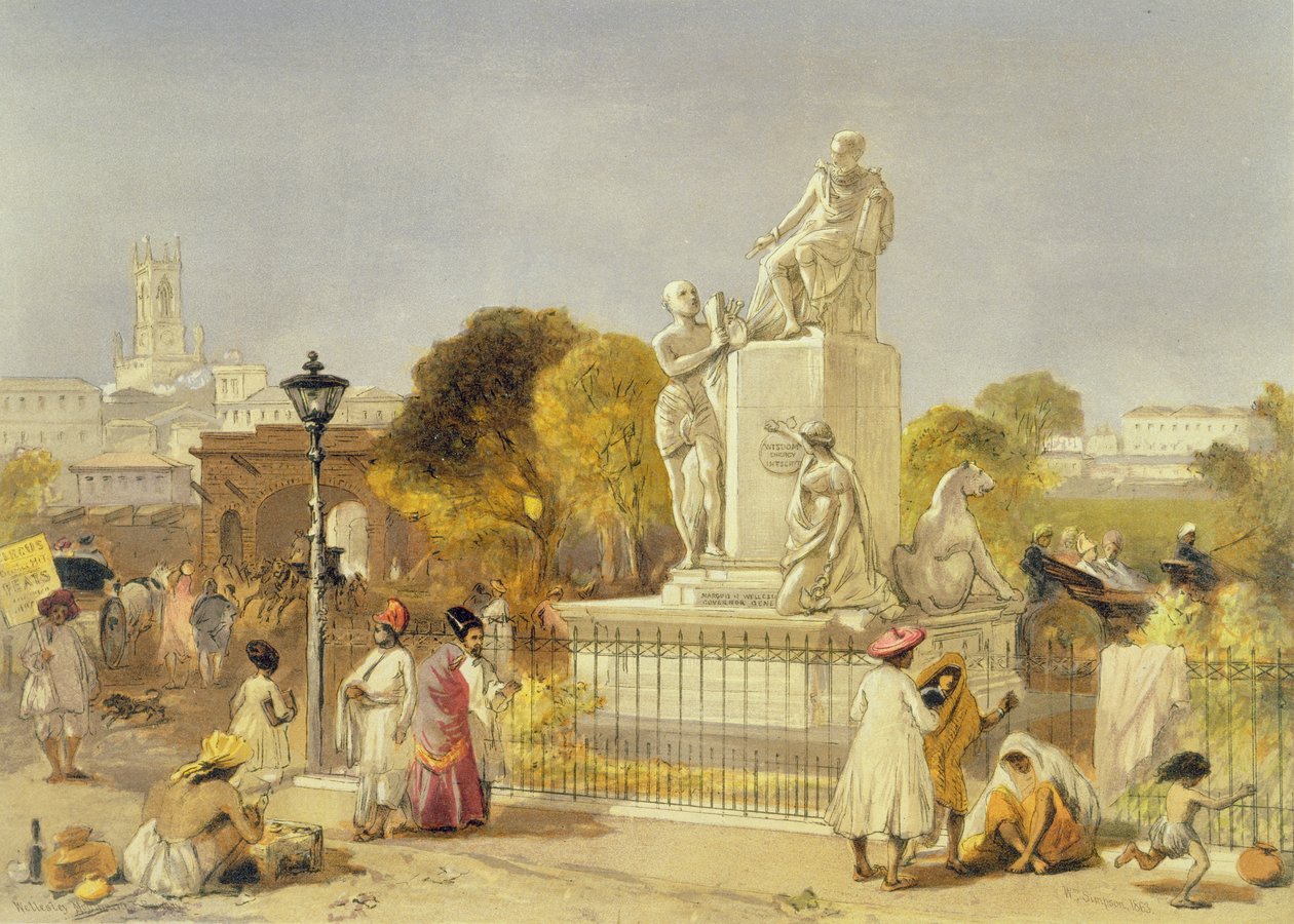 韦尔斯利纪念碑，孟买，1863年（chromolitho） 作者 威廉·克里米亚·辛普森