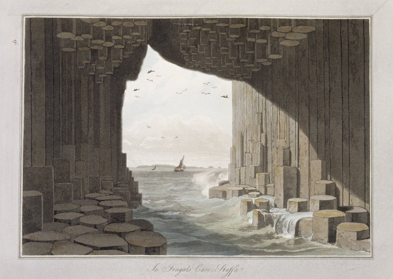 在Fingal&39;s Cave，Staffa，来自“1814年到1825年之间的英国航行”1829年出版 作者 威廉·丹尼尔