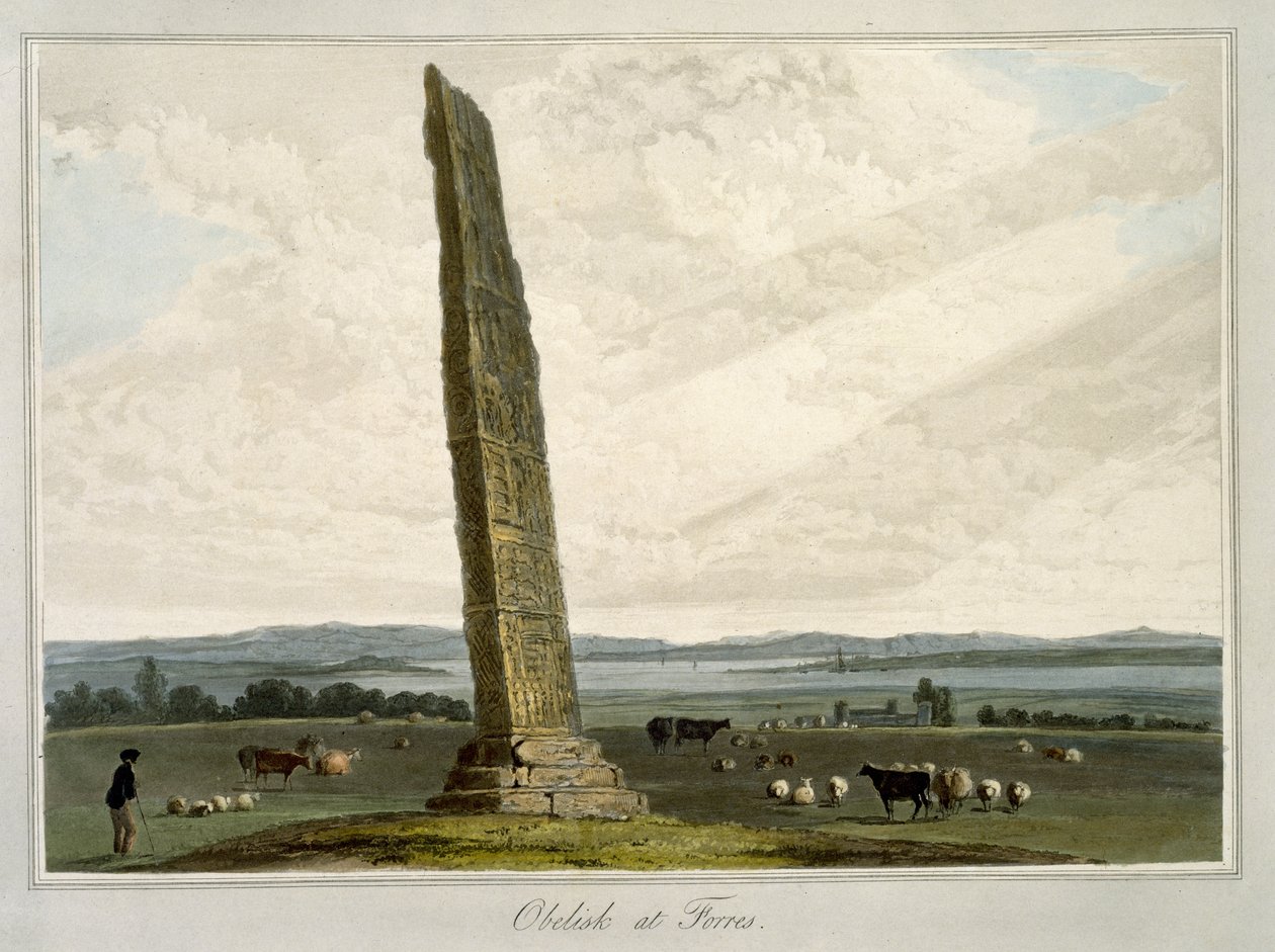 Forres的方尖碑，来自1814年至1825年间“英国周围的一次航行”，1821年出版 作者 威廉·丹尼尔