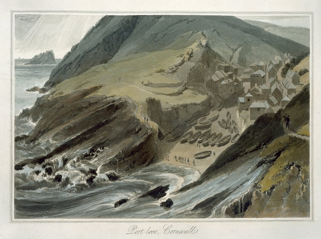 康沃尔港卢港，来自1814年至1825年间英国各地的航行&39;（aquatint） 作者 威廉·丹尼尔