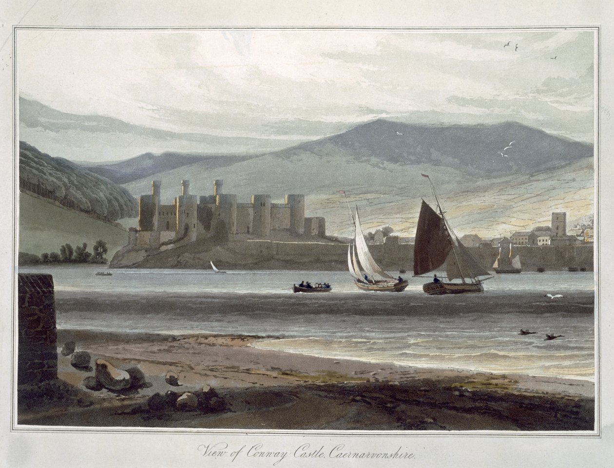 1817年出版的“1814年至1825年间英国环球旅行”中的阿尔盖尔基尔马丁附近的拉塞尔拉（aquatint） 作者 威廉·丹尼尔