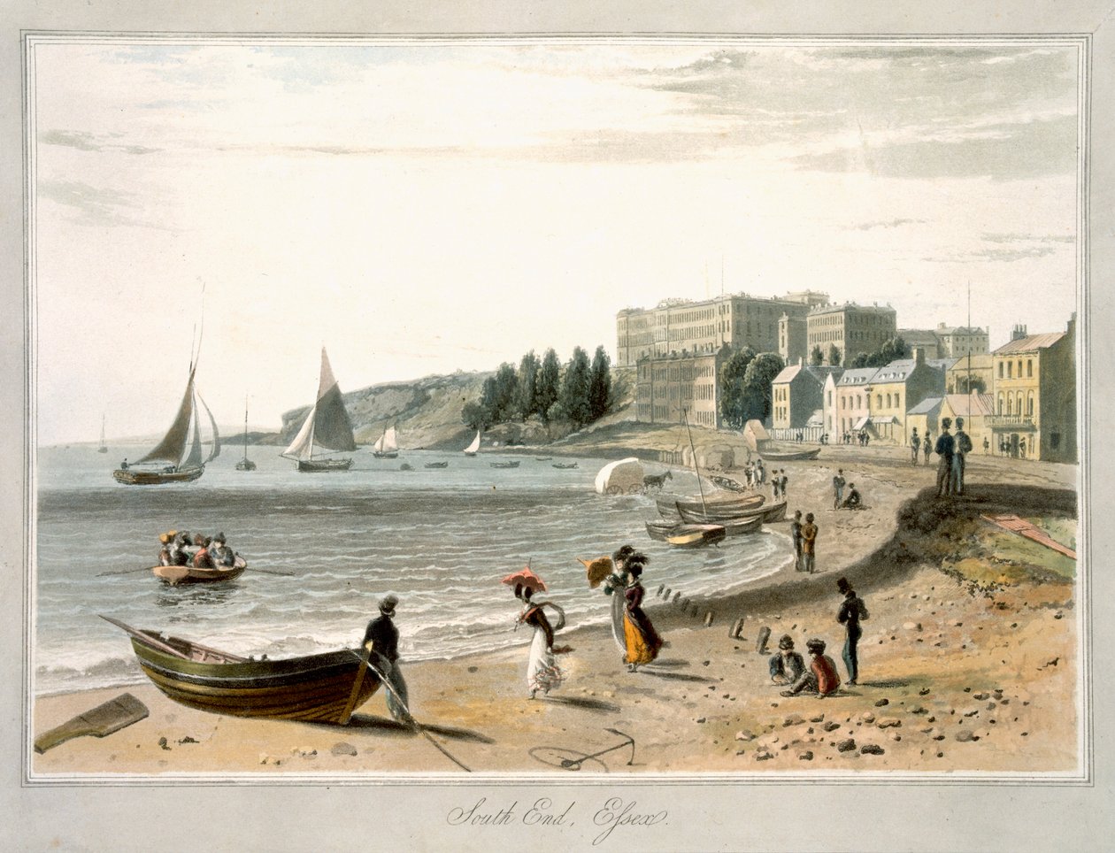 Southend，来自1814年至1825年间“英国各地的一次航行”1829年出版 作者 威廉·丹尼尔
