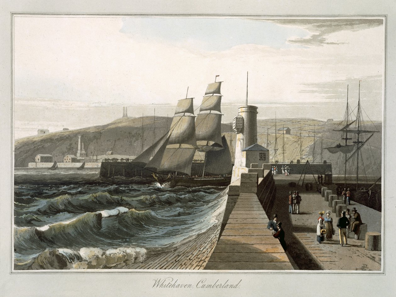 怀特黑文，坎伯兰，来自“1814年至1825年之间的英国航行”（aquatint） 作者 威廉·丹尼尔