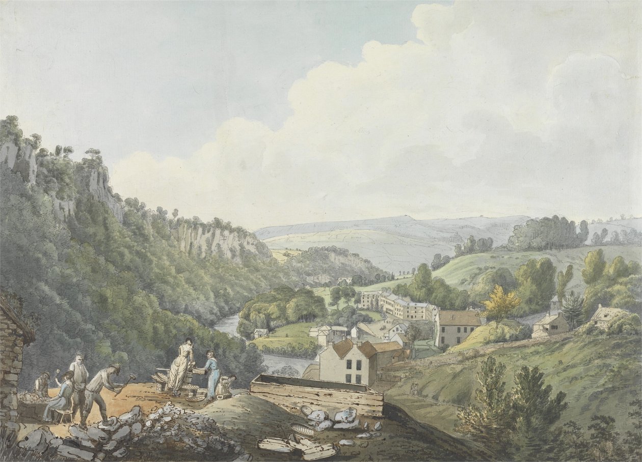Matlock Baths，德比郡，1789年（wc，笔和棕色墨水，石墨和在纸上洗） 作者 威廉·戴
