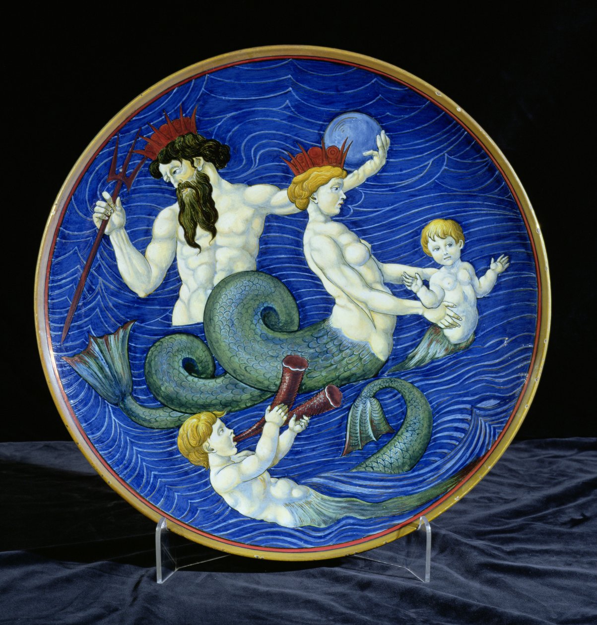 充电器，加冕Triton，美人鱼和人鱼（陶瓷） 作者 威廉·德·摩根