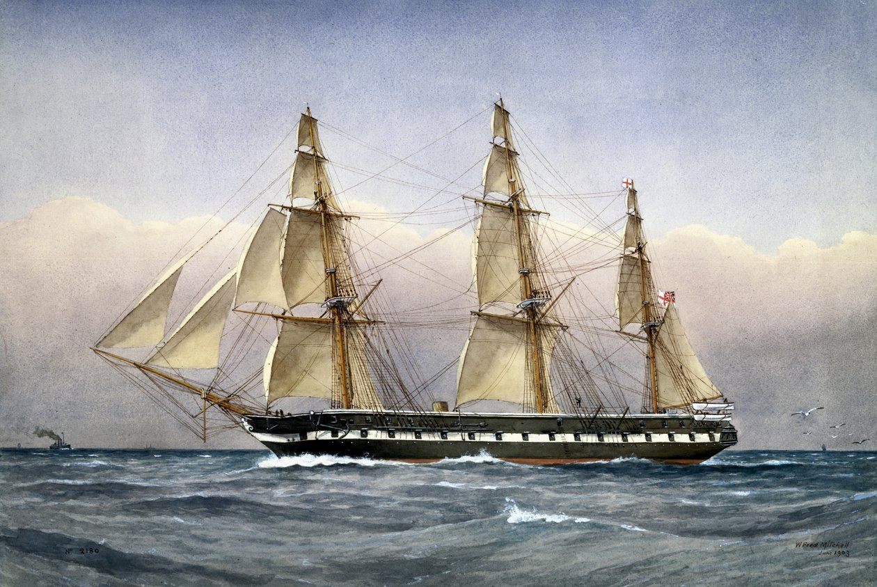 HMS Glasgow at Sea，1861年，1903年（纸上写着） 作者 威廉·弗雷德里克·米切尔
