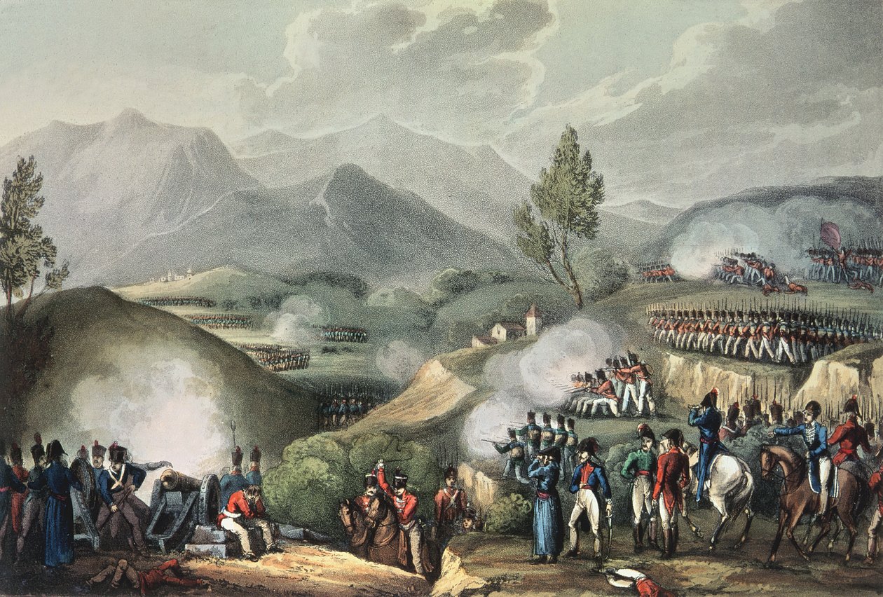 1809年5月16日，萨拉蒙达之战，来自1799年至1815年的“英国和她的盟友的军事成就”，作者：James Jenkins，由Thomas Sutherland（bc1785）雕刻（雕刻） 作者 威廉·希思