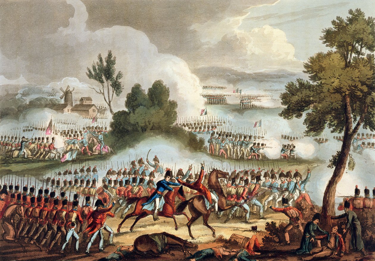 1815年6月18日英国陆军在滑铁卢战役中的左翼，来自英国和1799年至1815年的同盟国的军事成就，詹姆斯詹金斯，由Tho雕刻 作者 威廉·希思