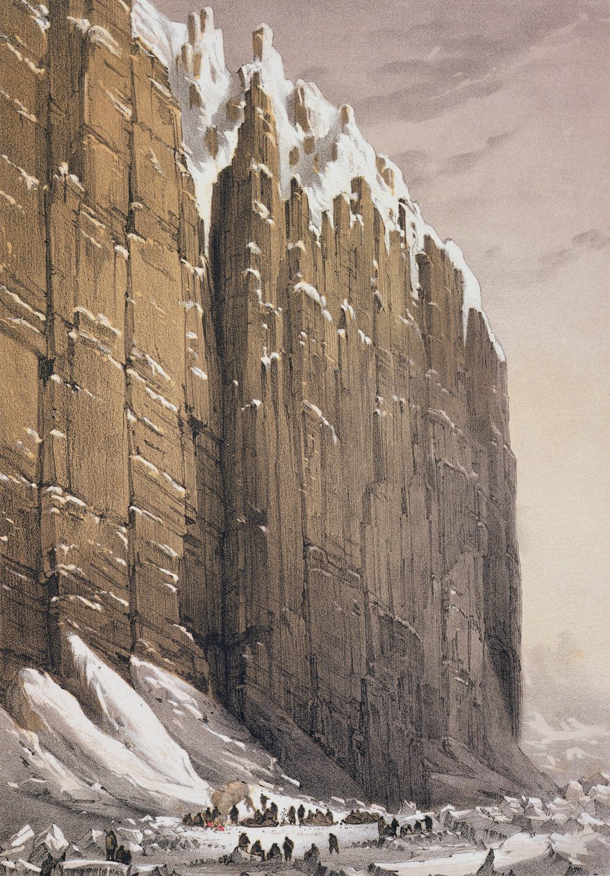 Bivouac，Cape Seppings，来自“女王陛下的船舶企业和调查员在詹姆斯·C·罗斯爵士指挥下的北极探险期间拍摄的十个彩色视图”，刻有 作者 威廉·亨利·布朗