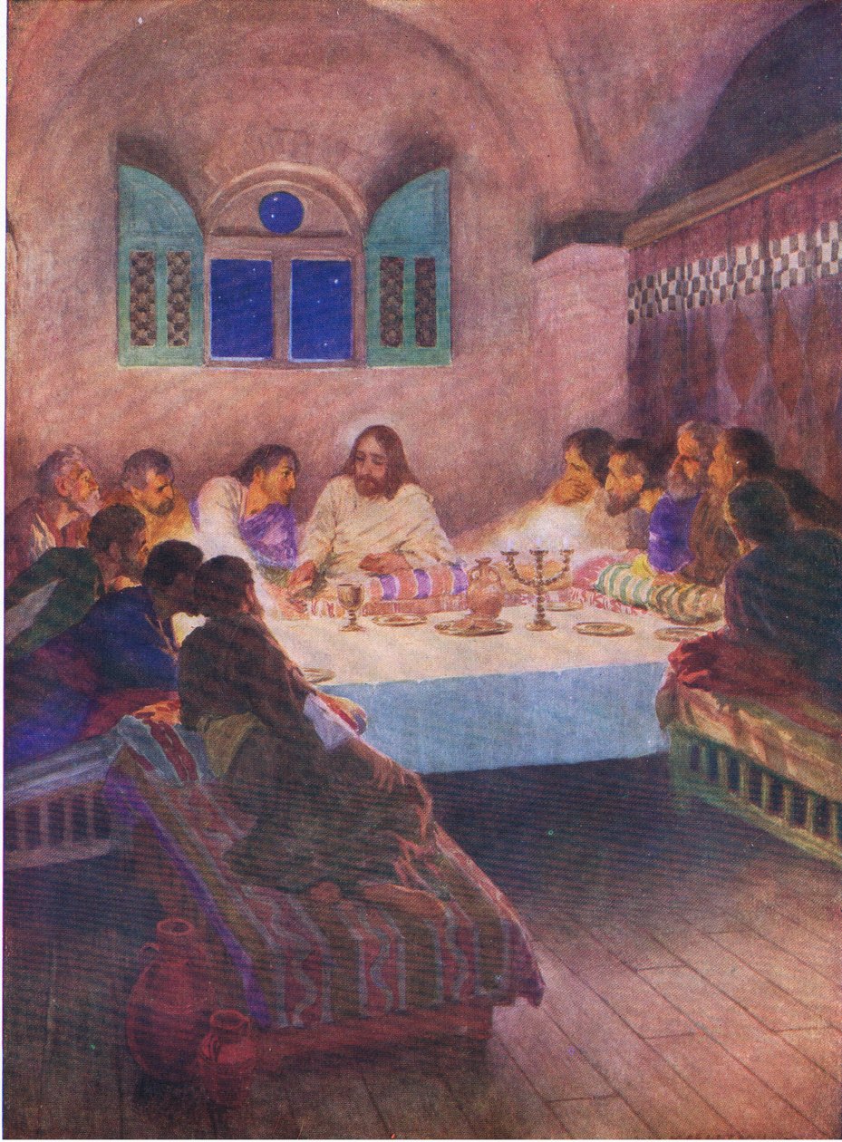 最后的晚餐，来自托马斯尼尔森出版的圣经图画书，1950年 作者 威廉·亨利·马格森