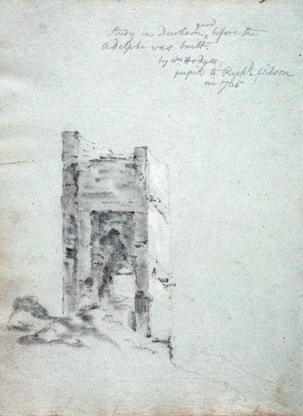 在Adelphi建造之前在达勒姆院子里学习，来自属于Richard Wilson（1714-82）的意大利写生簿（粉笔在纸上） 作者 威廉·霍奇斯